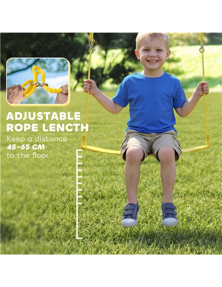 AIYAPLAY Kids Swing Set with Double Swings, Outdoor Playset with Adjustable Ropes, Metal Frame for Ages 3-8, 150kg Capacity - pic 204116 | FastDaddyshop