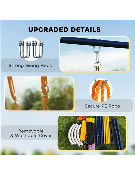 AIYAPLAY Kids Swing Set with Double Swings, Outdoor Playset with Adjustable Ropes, Metal Frame for Ages 3-8, 150kg Capacity - pic 204118 | FastDaddyshop