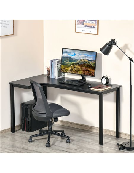 HOMCOM L-Shaped Computer Gaming Desk with Cable Management, Black - pic 20412 | FastDaddyshop