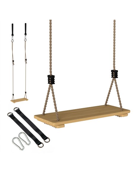 AIYAPLAY Wooden Swing Seat, Kids Swing Set with Adjustable Rope and Tree Straps, Outdoor Playground Playset for Kids - pic 204120 | FastDaddyshop