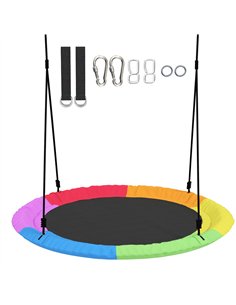 AIYAPLAY Tree Swing Seat, 120cm Kids Saucer Swing with Adjustable Ropes and Tree Straps, 300kg Capacity, Multicolour
