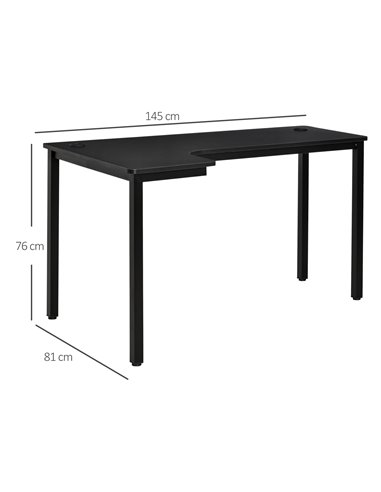 HOMCOM L-Shaped Computer Gaming Desk with Cable Management, Black