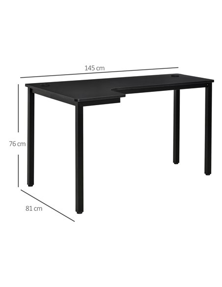 HOMCOM L-Shaped Computer Gaming Desk with Cable Management, Black - pic 20413 | FastDaddyshop