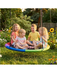 AIYAPLAY Tree Swing Seat, 120cm Kids Saucer Swing with Adjustable Ropes and Tree Straps, 300kg Capacity, Multicolour 2