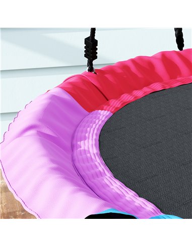AIYAPLAY Tree Swing Seat, 120cm Kids Saucer Swing with Adjustable Ropes and Tree Straps, 300kg Capacity, Multicolour