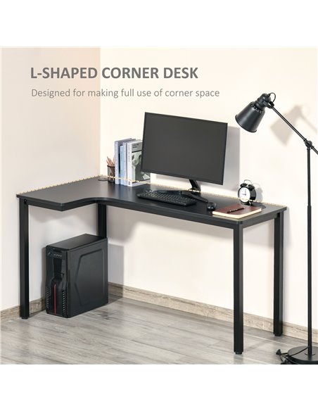 HOMCOM L-Shaped Computer Gaming Desk with Cable Management, Black - pic 20414 | FastDaddyshop