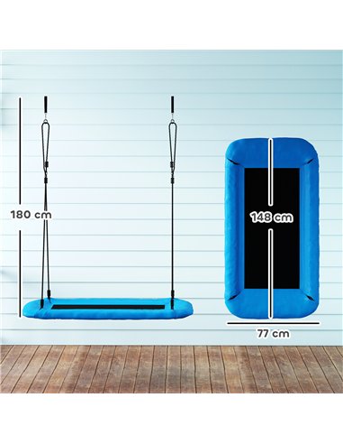 AIYAPLAY Nest Swing with Adjustable Ropes and Tree Straps, Basket Swing for Kids, 300KG Capacity for Indoor Outdoor, Blue