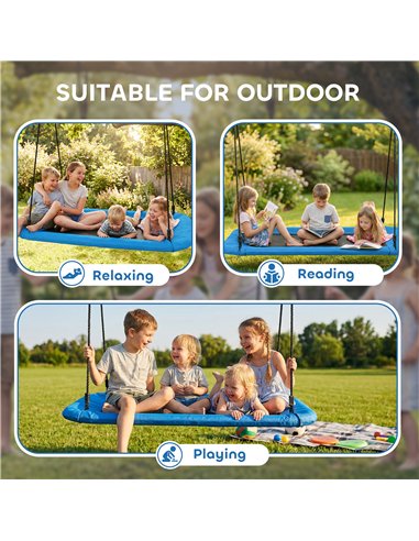AIYAPLAY Nest Swing with Adjustable Ropes and Tree Straps, Basket Swing for Kids, 300KG Capacity for Indoor Outdoor, Blue
