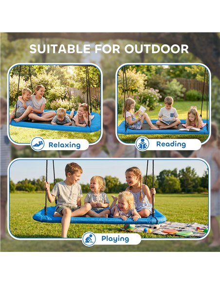 AIYAPLAY Nest Swing with Adjustable Ropes and Tree Straps, Basket Swing for Kids, 300KG Capacity for Indoor Outdoor, Blue - pic 204144 | FastDaddyshop