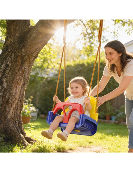Outsunny 3 in 1 Detachable Kids Swing Seat with Seatbelt, Adjustable Rope for Indoor, Outdoor, Dark Blue - pic 204148 | FastDaddyshop