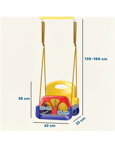 Outsunny 3 in 1 Detachable Kids Swing Seat with Seatbelt, Adjustable Rope for Indoor, Outdoor, Dark Blue