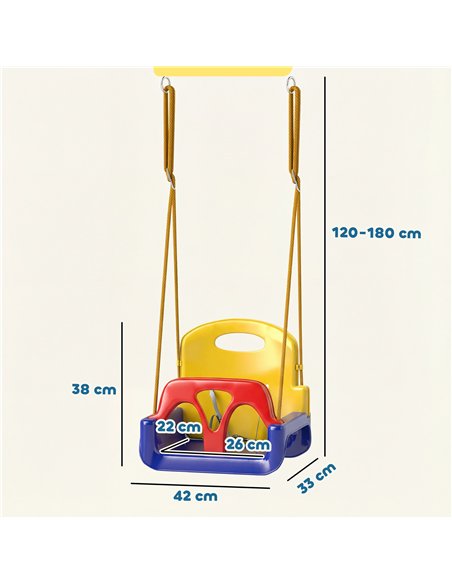Outsunny 3 in 1 Detachable Kids Swing Seat with Seatbelt, Adjustable Rope for Indoor, Outdoor, Dark Blue - pic 204149 | FastDaddyshop