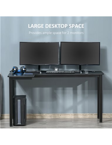 HOMCOM L-Shaped Computer Gaming Desk with Cable Management, Black