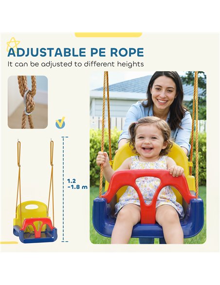 Outsunny 3 in 1 Detachable Kids Swing Seat with Seatbelt, Adjustable Rope for Indoor, Outdoor, Dark Blue - pic 204151 | FastDaddyshop