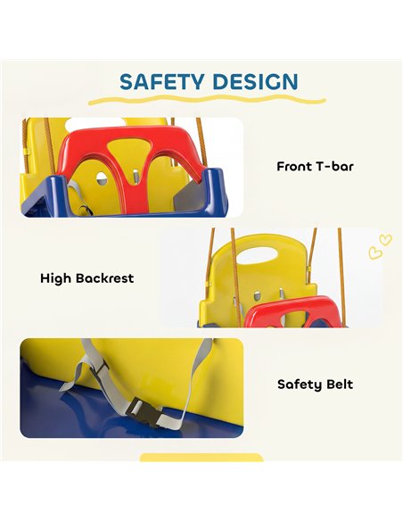Outsunny 3 in 1 Detachable Kids Swing Seat with Seatbelt, Adjustable Rope for Indoor, Outdoor, Dark Blue - pic 204152 | FastDaddyshop