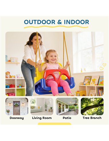 Outsunny 3 in 1 Detachable Kids Swing Seat with Seatbelt, Adjustable Rope for Indoor, Outdoor, Dark Blue