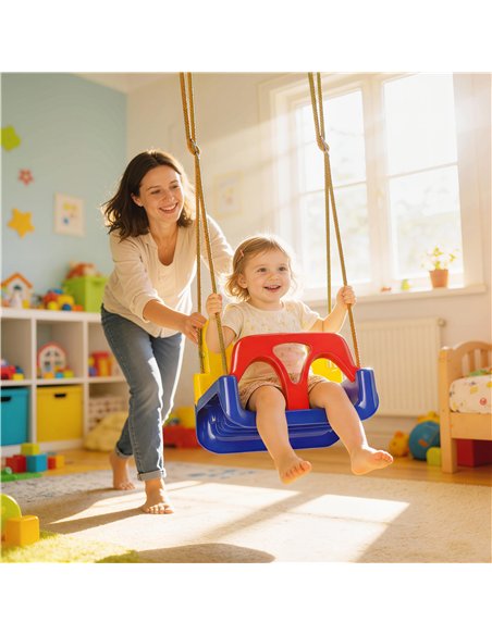 Outsunny 3 in 1 Detachable Kids Swing Seat with Seatbelt, Adjustable Rope for Indoor, Outdoor, Dark Blue - pic 204155 | FastDaddyshop