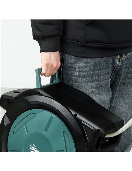 Outsunny Retractable Hose Reel Wall Mounted, 30+2m Garden Hose Pipe Reel with Lock, Auto Rewind, 7 in 1 Spray Nozzle, Includes W - pic 204164 | FastDaddyshop