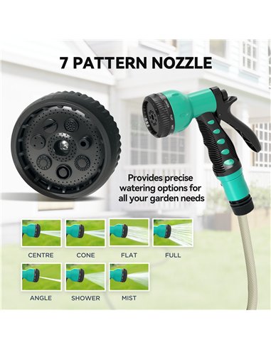 Outsunny Retractable Hose Reel Wall Mounted, 20+2m Garden Hose Pipe Reel with Lock, Auto Rewind, 7 in 1 Spray Nozzle, Includes W