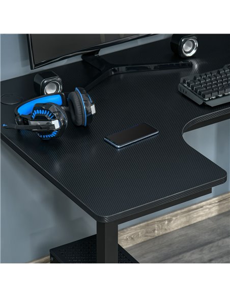 HOMCOM L-Shaped Gaming Desk, Computer Corner Desk with Cable Management, Home Office Workstation, 145 x 81 x 76cm, Black - pic 20418 | FastDaddyshop