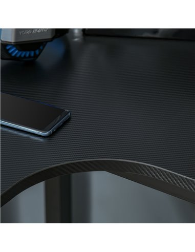 HOMCOM L-Shaped Gaming Desk, Computer Corner Desk with Cable Management, Home Office Workstation, 145 x 81 x 76cm, Black