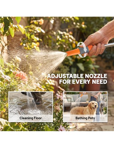 Outsunny Hose Reel Cart with Wheels, 45+2m Garden Hose Reel with 2 Patterns Nozzle, Faucet Adaptors and Rewind Handle, Orange