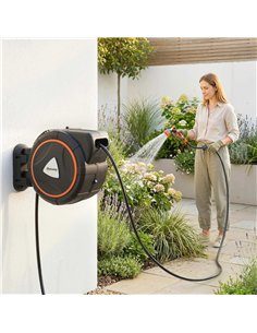 Outsunny 23+2m Retractable Hose Reel Wall Mounted with Auto Retraction, Self-Locking, Slow Return System, 12-Pattern Nozzles 2