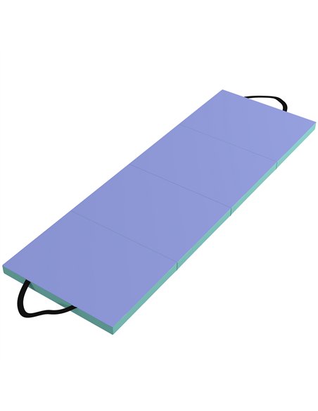 SPORTNOW Foldable Gymnastics Mat, 6 ft Long & Four Folding Thick Exercise Tumbling Mat with Carrying Handles, Green & Purple - pic 204237 | FastDaddyshop