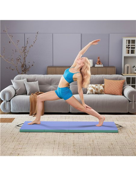 SPORTNOW Foldable Gymnastics Mat, 6 ft Long & Four Folding Thick Exercise Tumbling Mat with Carrying Handles, Green & Purple - pic 204238 | FastDaddyshop