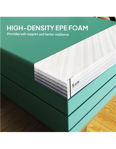 SPORTNOW Foldable Gymnastics Mat, 6 ft Long & Four Folding Thick Exercise Tumbling Mat with Carrying Handles, Green & Purple
