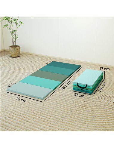 SPORTNOW 6FT Foldable Gymnastics Mat, Crash Exercise Pad, 3.2 cm Thick  Workout Mat with Handles for Home Training, Mixed Green