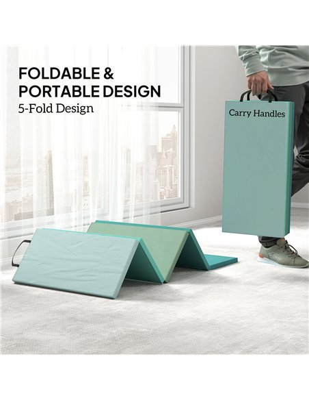 SPORTNOW 6FT Foldable Gymnastics Mat, Crash Exercise Pad, 3.2 cm Thick  Workout Mat with Handles for Home Training, Mixed Green - pic 204250 | FastDaddyshop