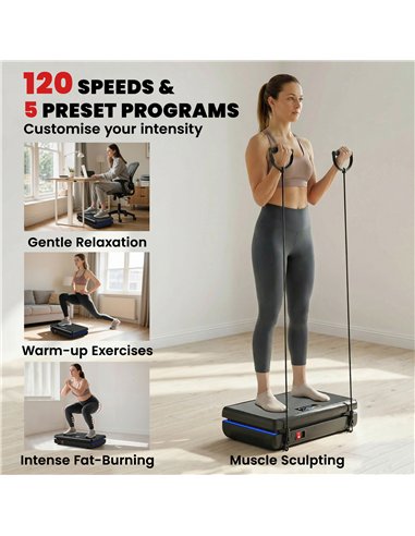 SPORTNOW Vibration Plate Exercise Machine with 120 Speed Levels, 5 Programs, Quiet Vibrating Plate with Resistance Bands