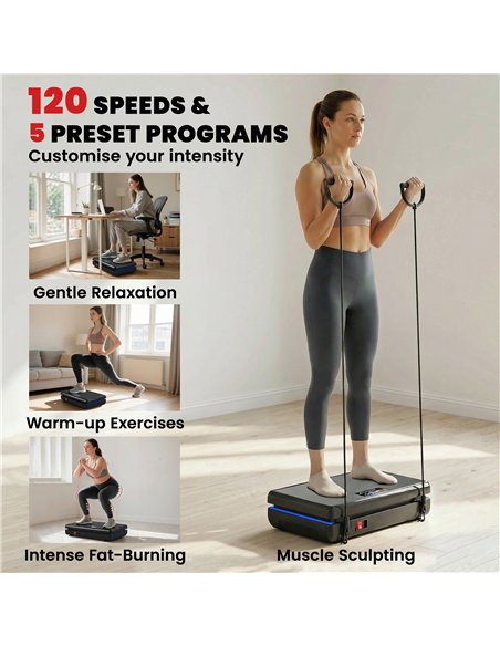 SPORTNOW Vibration Plate Exercise Machine with 120 Speed Levels, 5 Programs, Quiet Vibrating Plate with Resistance Bands - pic 204259 | FastDaddyshop