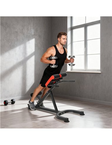 SPORTNOW 45-Degree Hyperextension Roman Chair, 5-Level Adjustable Back Extension Bench, Heavy-Duty Home Gym Equipment, Red