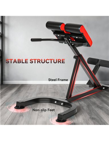 SPORTNOW 45-Degree Hyperextension Roman Chair, 5-Level Adjustable Back Extension Bench, Heavy-Duty Home Gym Equipment, Red