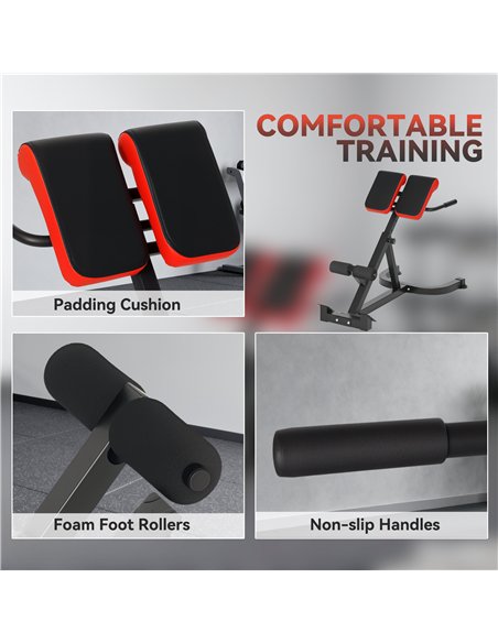 SPORTNOW 45-Degree Hyperextension Roman Chair, 5-Level Adjustable Back Extension Bench, Heavy-Duty Home Gym Equipment, Red - pic 204270 | FastDaddyshop