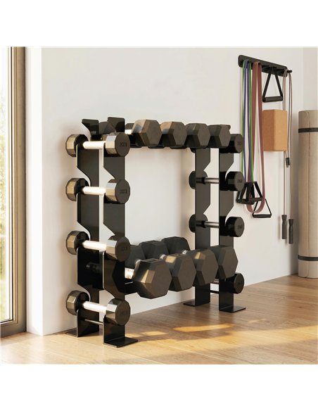 SPORTNOW 4-Tier Dumbbell Rack, Heavy-Duty Weight Rack for Dumbbells, Kettlebells and Multiple Balls, 200 KG Capacity, Black - pic 204274 | FastDaddyshop