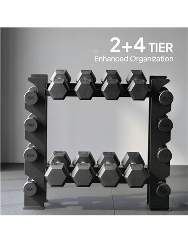 SPORTNOW 4-Tier Dumbbell Rack, Heavy-Duty Weight Rack for Dumbbells, Kettlebells and Multiple Balls, 200 KG Capacity, Black