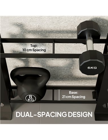 SPORTNOW 4-Tier Dumbbell Rack, Heavy-Duty Weight Rack for Dumbbells, Kettlebells and Multiple Balls, 200 KG Capacity, Black