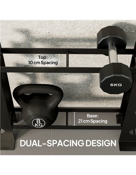 SPORTNOW 4-Tier Dumbbell Rack, Heavy-Duty Weight Rack for Dumbbells, Kettlebells and Multiple Balls, 200 KG Capacity, Black - pic 204277 | FastDaddyshop