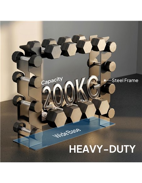 SPORTNOW 4-Tier Dumbbell Rack, Heavy-Duty Weight Rack for Dumbbells, Kettlebells and Multiple Balls, 200 KG Capacity, Black - pic 204279 | FastDaddyshop