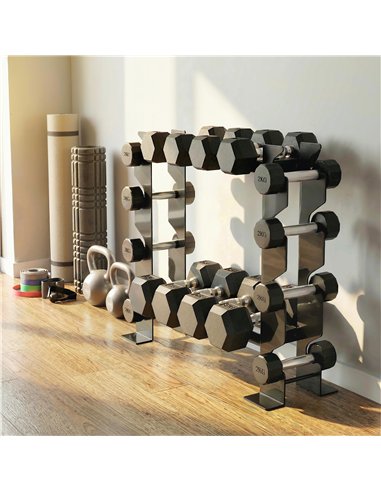 SPORTNOW 4-Tier Dumbbell Rack, Heavy-Duty Weight Rack for Dumbbells, Kettlebells and Multiple Balls, 200 KG Capacity, Black