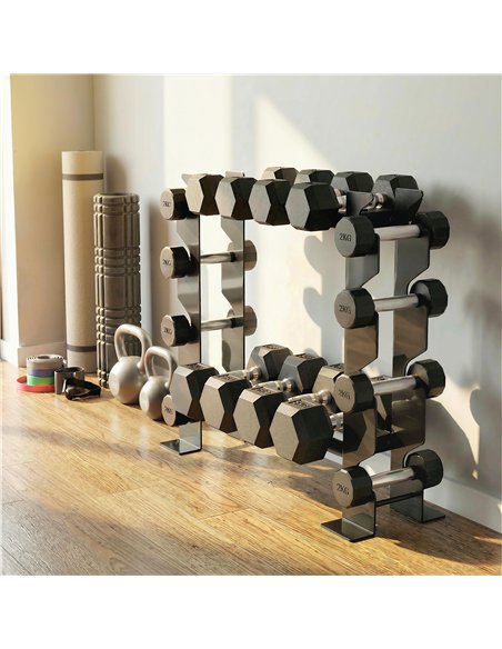 SPORTNOW 4-Tier Dumbbell Rack, Heavy-Duty Weight Rack for Dumbbells, Kettlebells and Multiple Balls, 200 KG Capacity, Black - pic 204280 | FastDaddyshop