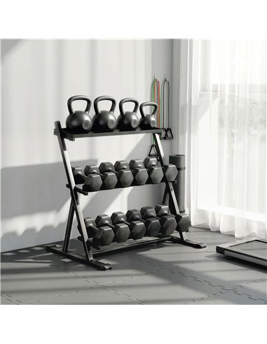 SPORTNOW 3-Tier Adjustable Dumbbell Rack, Heavy-Duty Weight Rack for Dumbbells, Kettlebells and Multiple Balls, Space-Saving Wei