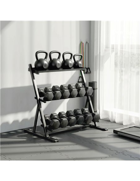 SPORTNOW 3-Tier Adjustable Dumbbell Rack, Heavy-Duty Weight Rack for Dumbbells, Kettlebells and Multiple Balls, Space-Saving Wei - pic 204283 | FastDaddyshop