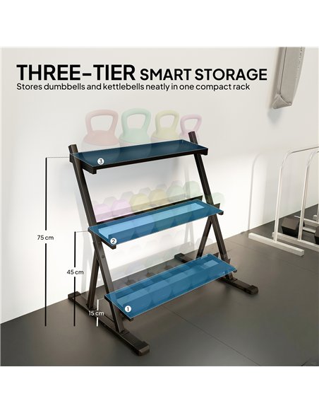 SPORTNOW 3-Tier Adjustable Dumbbell Rack, Heavy-Duty Weight Rack for Dumbbells, Kettlebells and Multiple Balls, Space-Saving Wei - pic 204285 | FastDaddyshop
