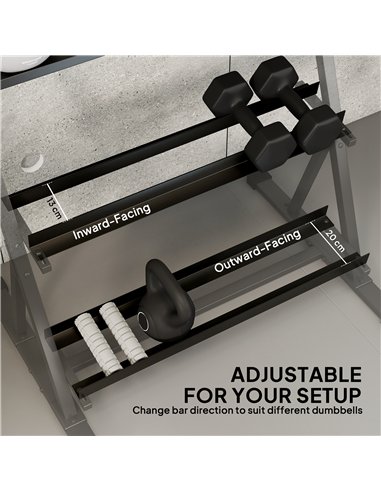 SPORTNOW 3-Tier Adjustable Dumbbell Rack, Heavy-Duty Weight Rack for Dumbbells, Kettlebells and Multiple Balls, Space-Saving Wei