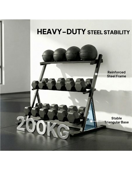 SPORTNOW 3-Tier Adjustable Dumbbell Rack, Heavy-Duty Weight Rack for Dumbbells, Kettlebells and Multiple Balls, Space-Saving Wei - pic 204287 | FastDaddyshop