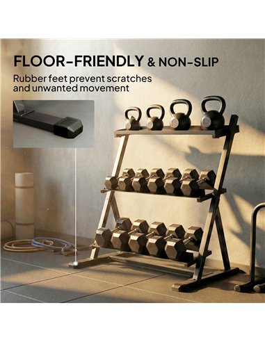 SPORTNOW 3-Tier Adjustable Dumbbell Rack, Heavy-Duty Weight Rack for Dumbbells, Kettlebells and Multiple Balls, Space-Saving Wei
